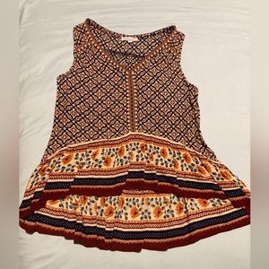 Patrons of Peace Bohemian print flowy Hi-Lo Tank - M